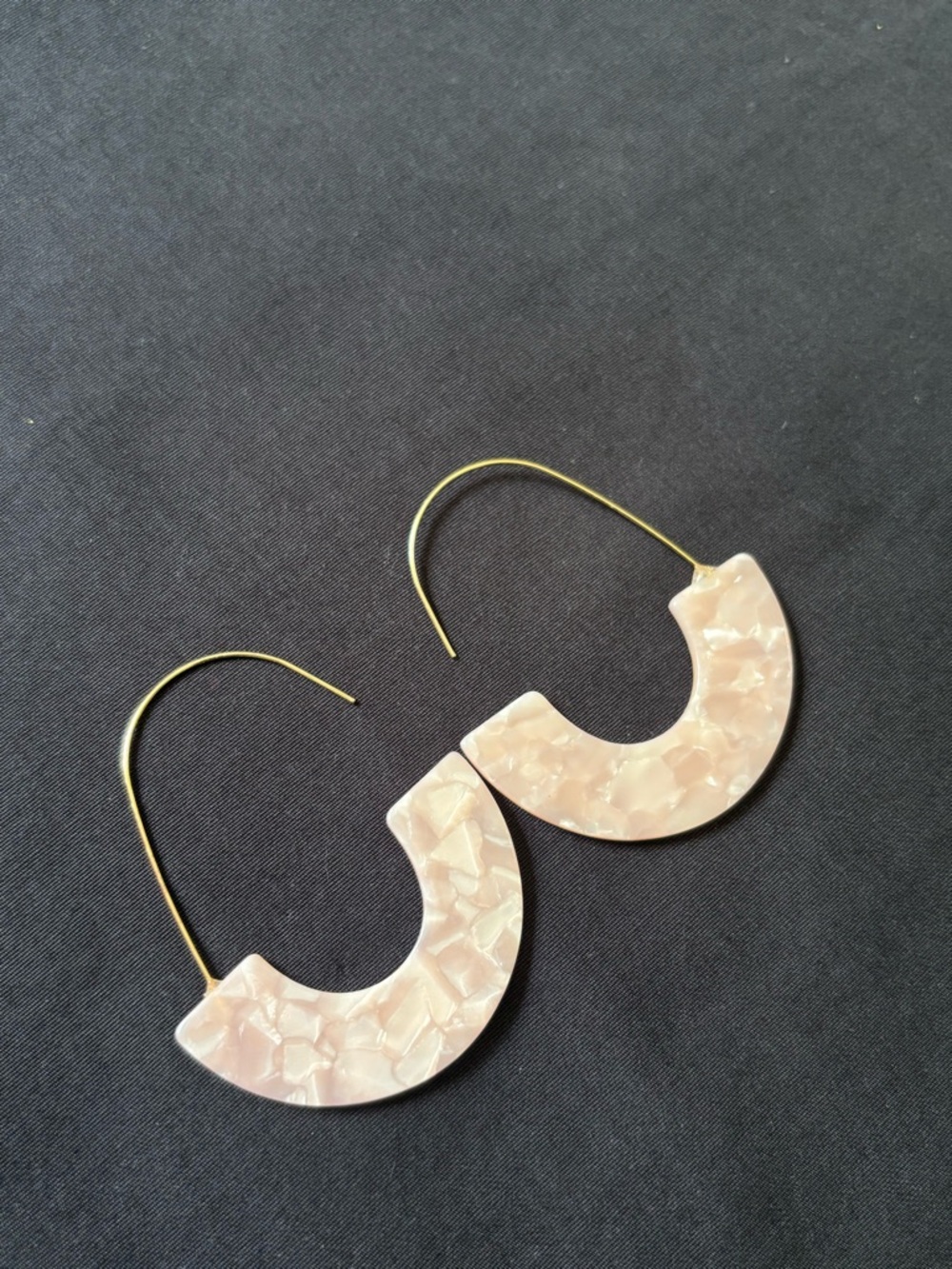 Gold-Accent Pink Iridescent Resin Hoop Earrings